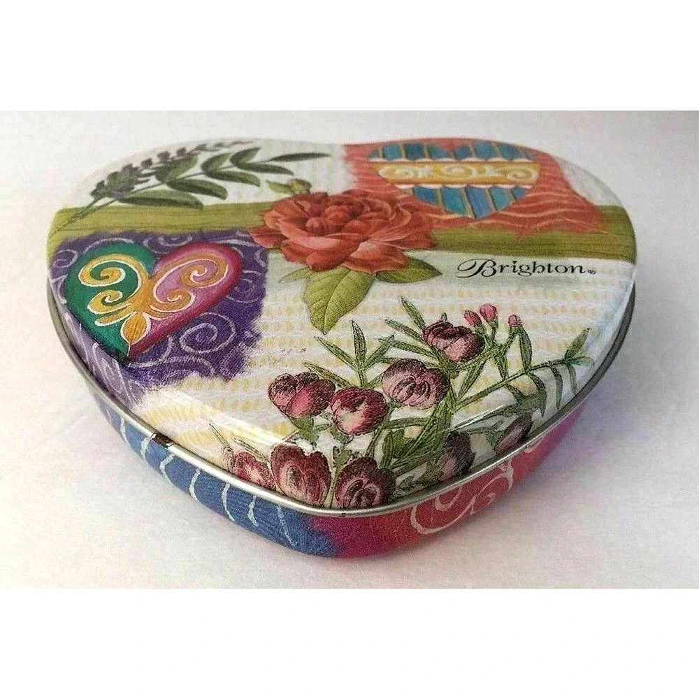 Brighton Heart Shaped Jewelry Organizer Storage Tin Gift Box Trinket Collectible